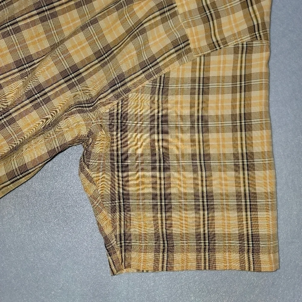 The North Face Mens Yellow Plaid Button Up Shirt Size Large